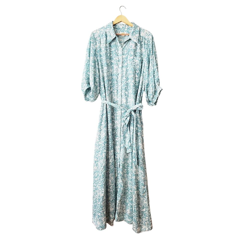 Maeve by Anthropologie Irene Linen Shirt Dress Blue Size 1X